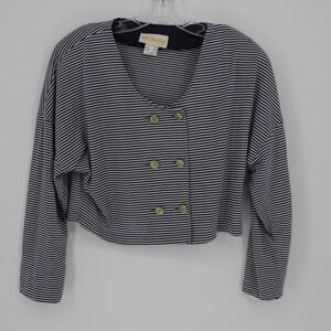 Bee Darlin Vintage Women's Navy Whtie Striped Cropped Top Size 13/14‎